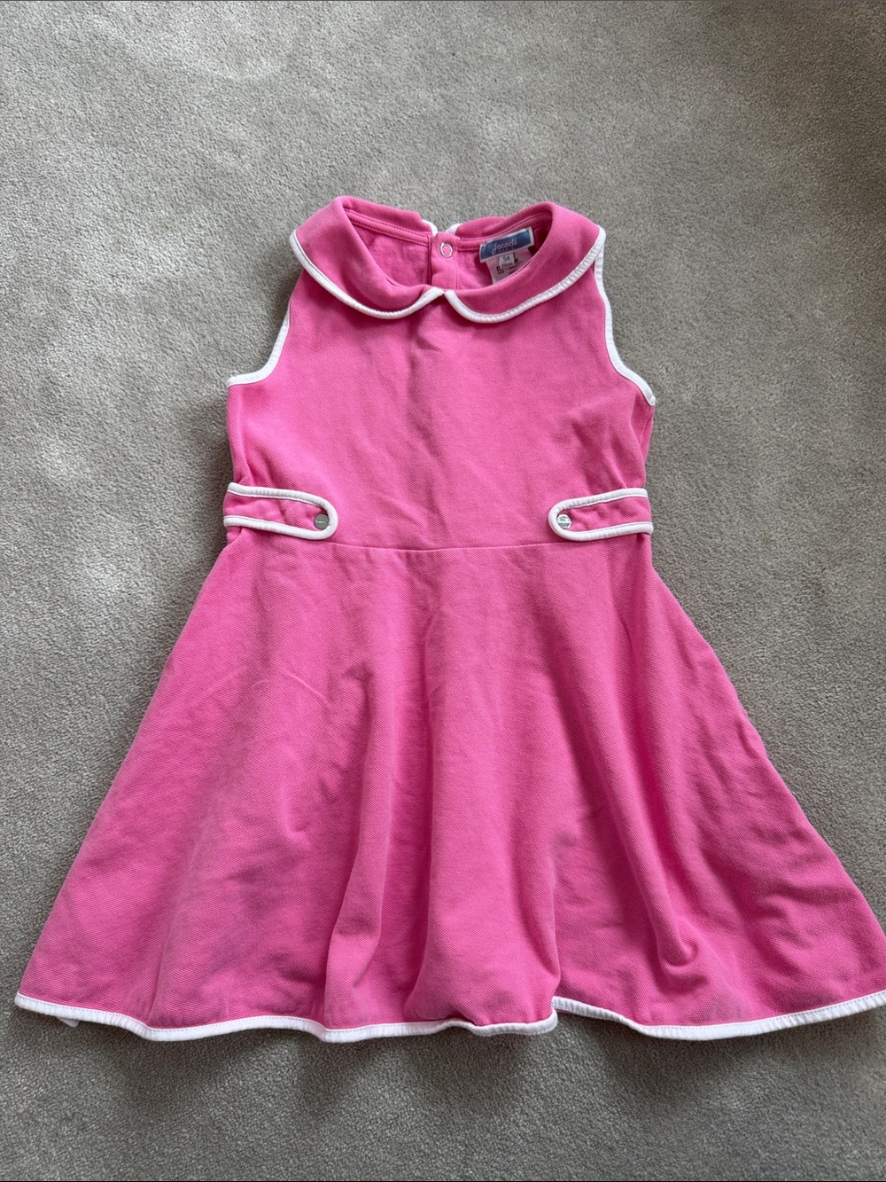 Jacadi girls Pink Sleeveless Dress with White Trim, size 5T
